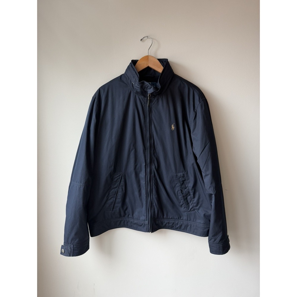 Polo Ralph Lauren Jacket Mens Navy  Fleece Lined  Nylon Windbreaker Size L